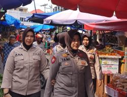 OTR LK 2024, Polwan Polresta Pekanbaru Patroli Jalan Kali Antisipasi C3 di Pasar Bawah