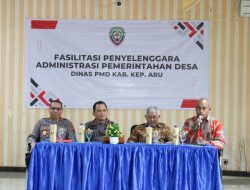 Kajari Kepulauan Aru Sosialisasi Jaksa Garda Desa Dalam Acara Fasilitasi Penyelenggara Administrasi Pemerintah Desa