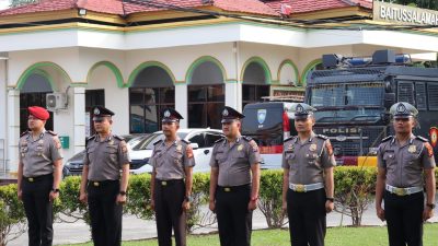 Bersempena HUT Bhayangkara ke-78, 35 Personil Polres Pelalawan Dinaikkan Pangkatnya Setingkat Lebih Tinggi