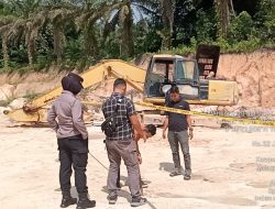 Polsek Tapung Segel Lokasi Diduga Penambangan Bebatuan Ilegal
