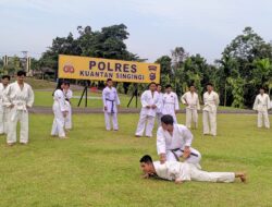 Seleksi Calon Walpri dan Dalam Rangka Ops Mantap Praja Lancang Kuning 2024, Polres Kuansing Gelar Ujian Beladiri Polri 