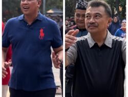 Paslon Tri Adhianto dan Bobihoe Jalan Sehat dan Senam Bersama Warga di GOR Bekasi