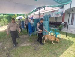 45 Personel Subsatgas PAM Didukung Hewan K9 Melakukan Pengamanan di Kantor Bawaslu Riau