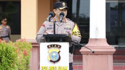 Pimpin Apel Pagi, Kapolres Siak Kembali Mengingatkan Personil Tetap Jaga Integritas dan Netralitas