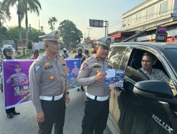 Satlantas Polres Kuansing Gelar Sosialisasi dan Pembagian Brosur Lomba Konten Video Himbauan Lalu Lintas 