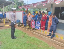 Sambangi Karyawan PT Pertamina Hulu Rokan Ukui, Satlantas Polres Pelalawan Sampaikan Pesan Pilkada Damai