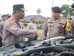 Polres Kuansing Gelar Apel Pengecekan Kendaraan Operasional untuk Pengawalan Logistik Pilkada 2024