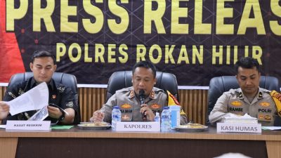 Press Release Ungkap Kasus Karhutla, Kapolres Rohil : Jangan Coba coba Bakar Lahan