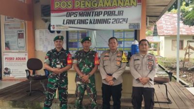 Polres Kuansing dan TNI Patroli Sinergitas Dengan Pengecekan Personel Pengamanan Bawaslu Dalam Rangka OMP Lancang Kuning 2024