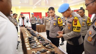 Tekankan Pentingnya Profesionalisme dan Kepatuhan Penggunaan Senjata Api, Polres Kampar Gelar Apel Pemeriksaan Senpi dan Amunisi