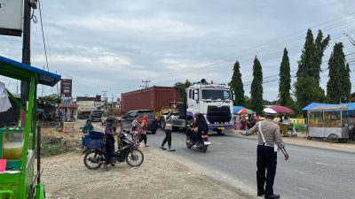 Gatur Lalin di Pasar Ramadhan, Polres Rohil dan Polsek Jajaran Gelar Pengamanan 