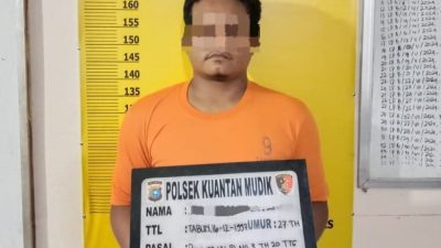 Polsek Kuantan Mudik Aman Seorang Pelaku PETI di Sungai Singkalan