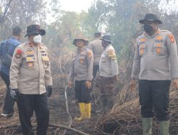 Karhutla di Kampar, Wakapolda Riau dan Kapolres Turun Langsung Pimpin Pemadaman