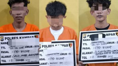 3 Pelaku Pengeroyokan di Bangkinang Kota Ditangkap Satreskrim Polres Kampar