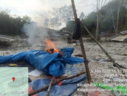 Musnahkan Puluhan Rakit, Satreskrim Polres Kuansing Tertibkan PETI di Perkebunan Pemda Desa Jake