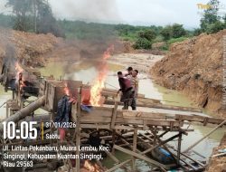Berantas Tambang Ilegal, Polsek Singingi Tertibkan PETI di Muara Lembu