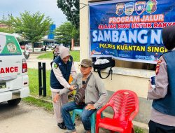 Wujud Nyata Program JALUR, Klinik Terapung Dokkes Polres Kuansing Layani Warga di Pasar Teluk Kuantan,