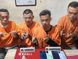 Satresnarkoba Polres Kampar Tangkap 4 Pelaku Narkoba di Dusun Sei Maki 