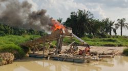 Polsek Kuantan Mudik Tertibkan 5 Rakit PETI di Areal Perkebunan PT KTBM