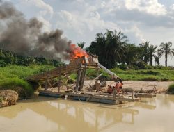 Polsek Kuantan Mudik Tertibkan 5 Rakit PETI di Areal Perkebunan PT KTBM