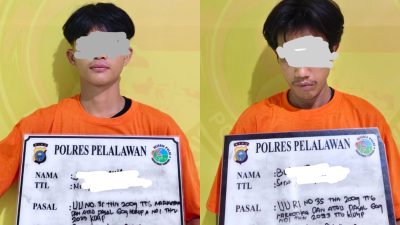 Satresnarkoba Polres Pelalawan Gerebek Pondok di Sorek Satu, 2 Pria Diamankan Bersama 10 Paket Sabu