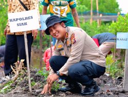 Peringatan Hari Lingkungan Hidup Sedunia, Polres Siak Bersama Pemerintah Kampung Penyengat Tanam 7.000 Bibit Mangrove