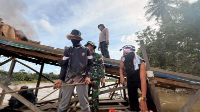 Polsek Cerenti Tertibkan 13 Rakit PETI di Sepanjang Aliran Sungai Batang Kuantan