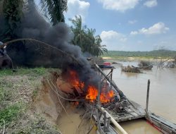 Tindak Lanjutit Layanan Kepolisian 110, Polsek Singingi Hilir Musnahkan 4 Unit Dompeng PETI