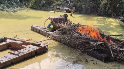 Tindak Lanjut Laporan Layanan Kepolisian 110, Polsek Kuantan Tengah Musnahkan 1 Unit PETI di Desa Koto Kari