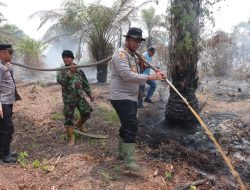 Karhutla Lahan Gambut Meluas di Kualu Nenas, Kapolres Kampar Turun Langsung Pimpin Penanganan