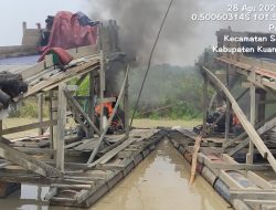 Polsek Kuantan Tengah Tertibkan Aktivitas PETI, 2 Rakit Dimusnahkan di Muaro Sentajo