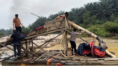 Polsek Kuantan Mudik Tertibkan 3 Rakit PETI di Kebun PT Agrinas Palma Nusantara