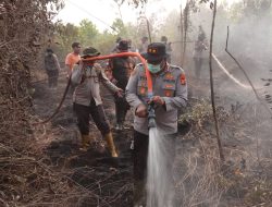 Dipimpin Kapolres Kampar, 70 Personel Gabungan Padamkan Karhutla di Lahan Gambut Rimbo Panjang