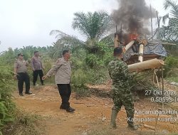 Polsek Hulu Kuantan Tertibkan Dompeng PETI di Desa Serosah, Satu Unit Dimusnahkan