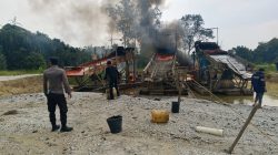 Tindak PETI di Pucuk Rantau, 3 Rakit Lanting Dimusnahkan