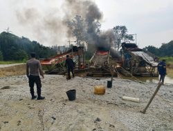Tindak PETI di Pucuk Rantau, 3 Rakit Lanting Dimusnahkan