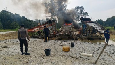 Tindak PETI di Pucuk Rantau, 3 Rakit Lanting Dimusnahkan