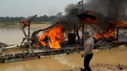 Rakit Dompeng PETI di Tanjung Pauh Dimusnahkan Polsek Singingi Hilir