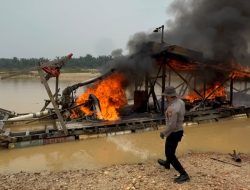 Rakit Dompeng PETI di Tanjung Pauh Dimusnahkan Polsek Singingi Hilir